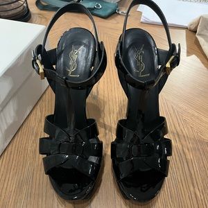 YSL tribute sandals in black 105mm size 39